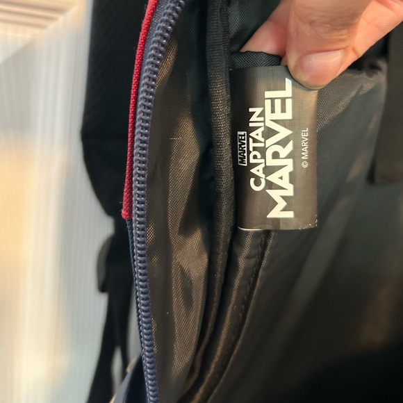 Captain Marvel Backpack Bookbag Adjustable Straps Multi Pocket Red Navy Unisex - Picture 10 of 14